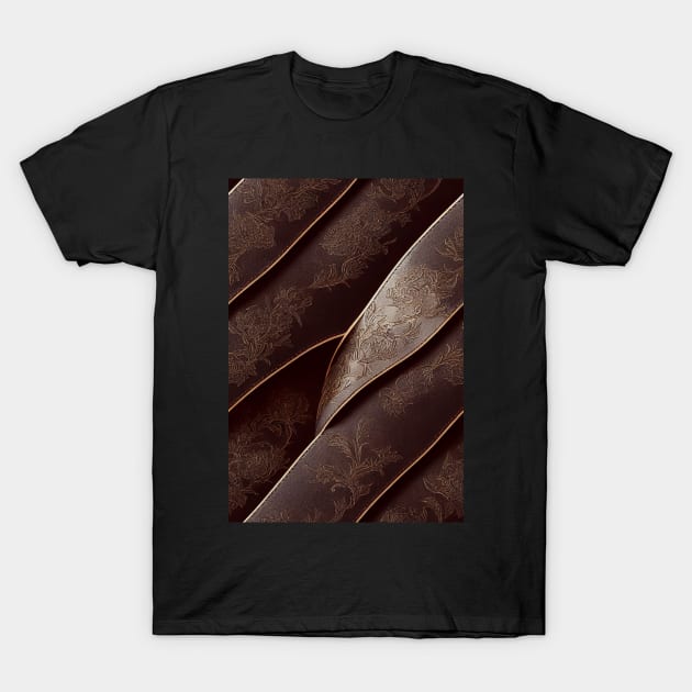 Dark Brown Ornamental Leather Stripes, natural and ecological leather print #73 T-Shirt by Endless-Designs